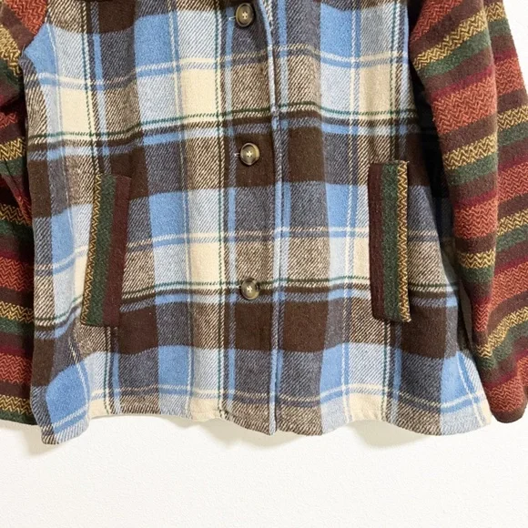 Davi & Dani Mixed Plaid Striped Oversized Shacket - Picture 4 of 10